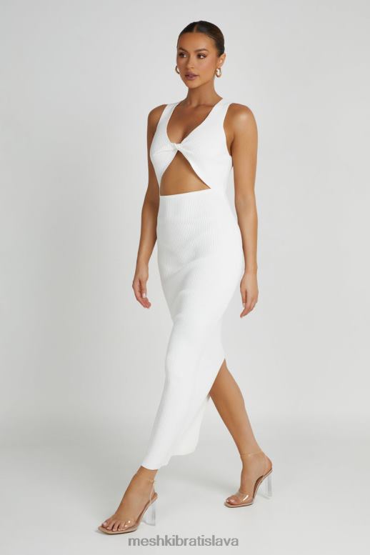 Meshki kaesha pletené maxi šaty oblečenie biely 4N0F6227
