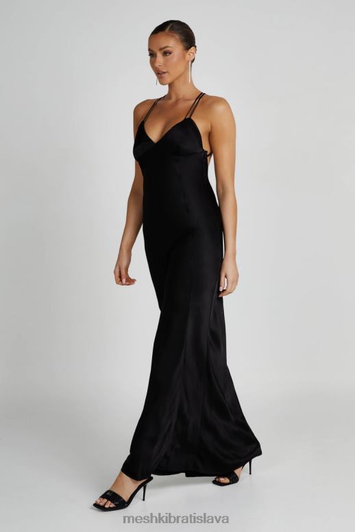 Meshki makari saténové maxi šaty oblečenie čierna 4N0F6134