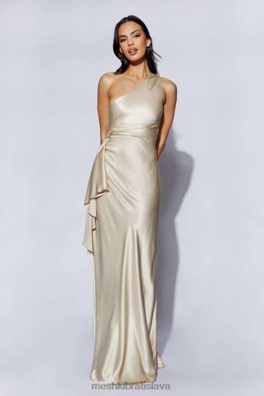 Meshki maxi šaty calliope na jedno rameno oblečenie šampanské 4N0F6206