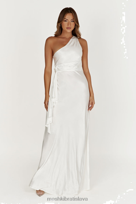 Meshki maxi šaty calliope na jedno rameno oblečenie biely 4N0F6419