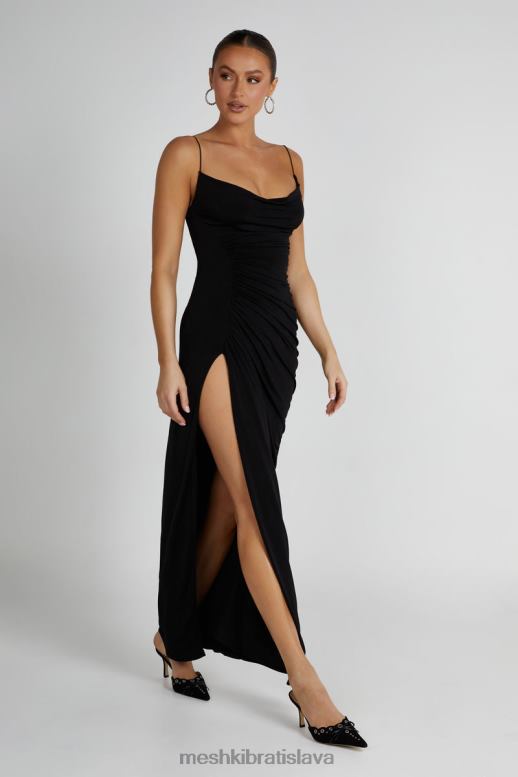 Meshki maxi šaty candice ruched oblečenie čierna 4N0F6161