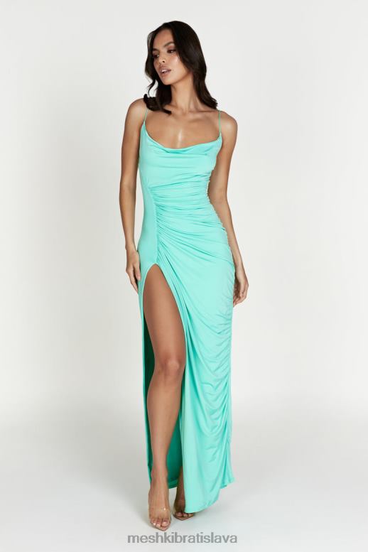 Meshki maxi šaty candice ruched oblečenie mäta 4N0F6398