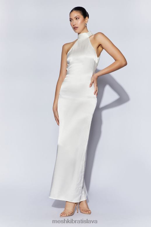 Meshki maxi šaty claire saténové drapáky oblečenie biely 4N0F6187