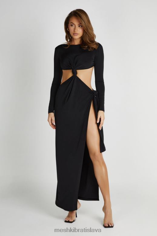 Meshki maxi šaty kiandra slinky s uzlom oblečenie čierna 4N0F6271