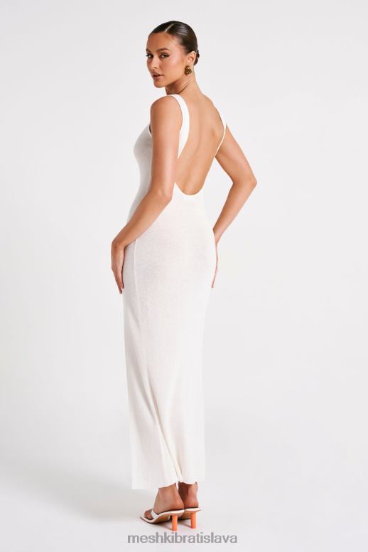 Meshki maxi šaty z priesvitného úpletu oblečenie biely 4N0F675
