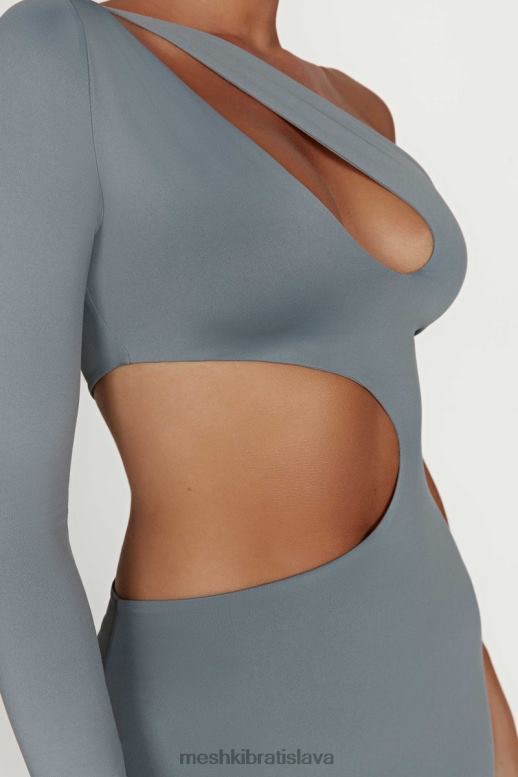 Meshki maxi šaty z recyklovaného nylonu joyce oblečenie svetlé drevené uhlie 4N0F6309