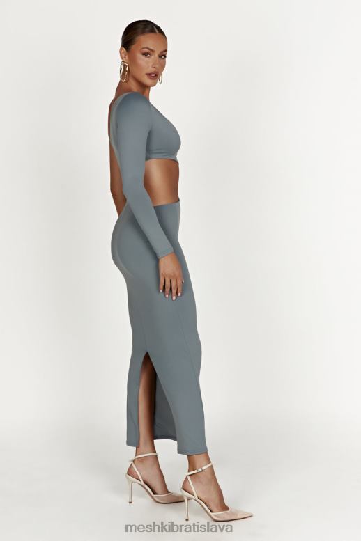 Meshki maxi šaty z recyklovaného nylonu joyce oblečenie svetlé drevené uhlie 4N0F6309