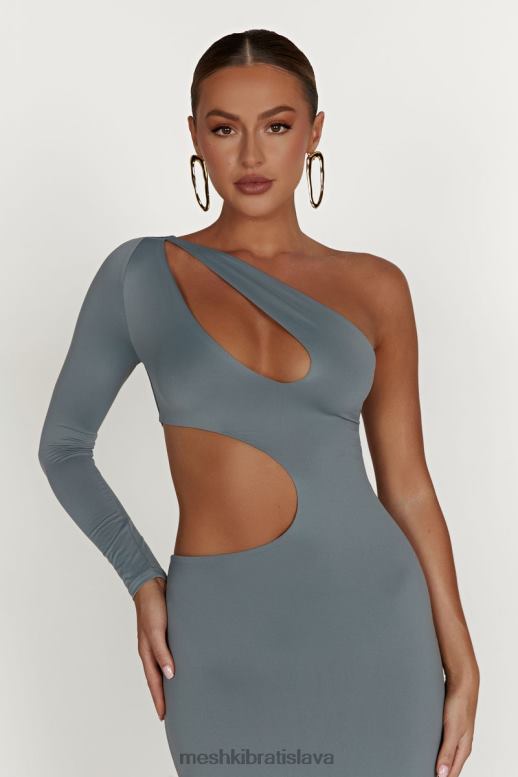 Meshki maxi šaty z recyklovaného nylonu joyce oblečenie svetlé drevené uhlie 4N0F6309