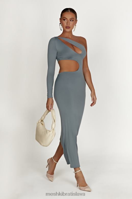 Meshki maxi šaty z recyklovaného nylonu joyce oblečenie svetlé drevené uhlie 4N0F6309