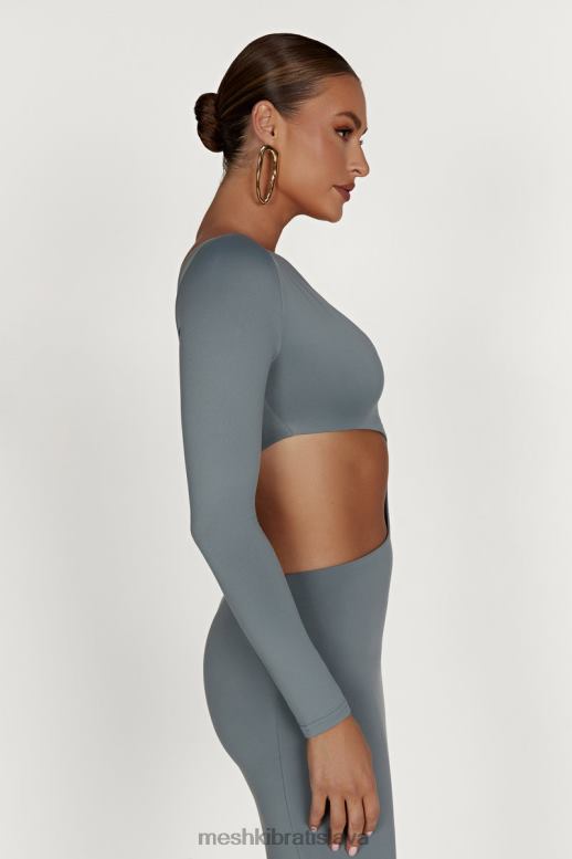 Meshki maxi šaty z recyklovaného nylonu joyce oblečenie svetlé drevené uhlie 4N0F6309