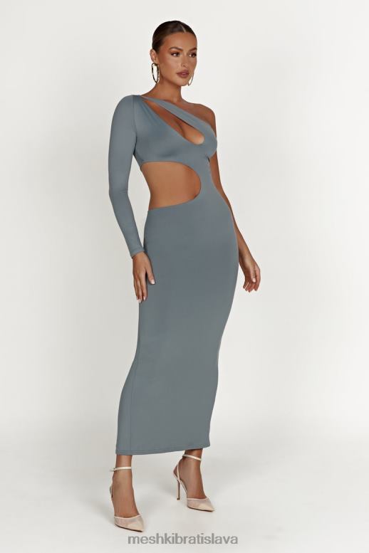 Meshki maxi šaty z recyklovaného nylonu joyce oblečenie svetlé drevené uhlie 4N0F6309