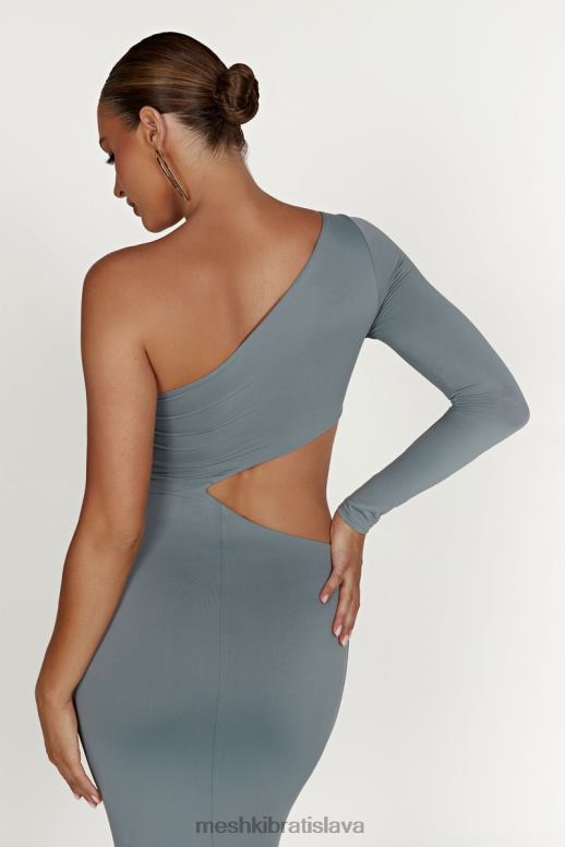 Meshki maxi šaty z recyklovaného nylonu joyce oblečenie svetlé drevené uhlie 4N0F6309