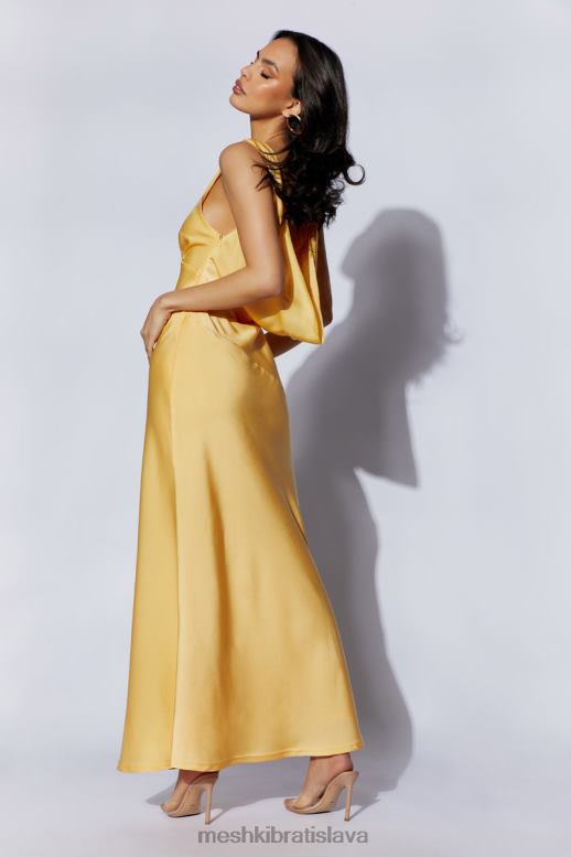 Meshki nadia maxi saténové šaty s kapucňou oblečenie citrón 4N0F611