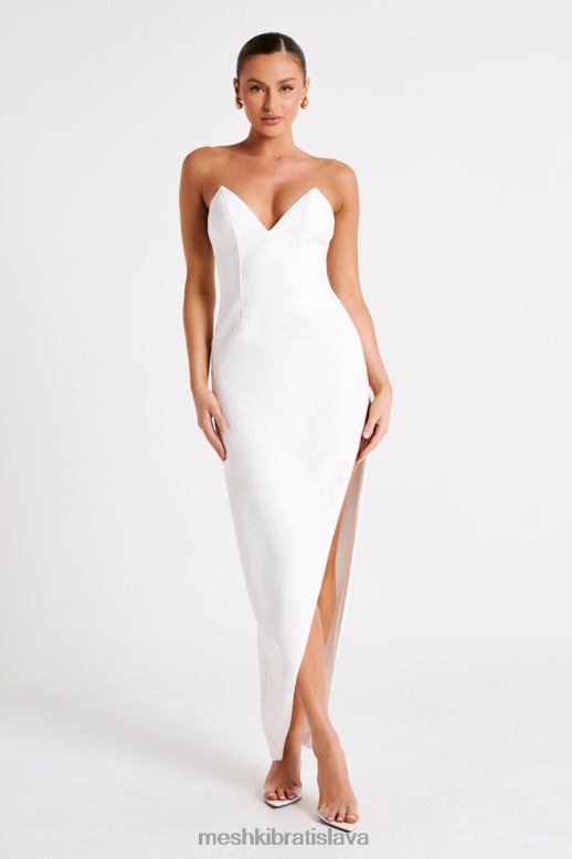 Meshki natasha špicaté korzetové maxi šaty oblečenie biely 4N0F6137