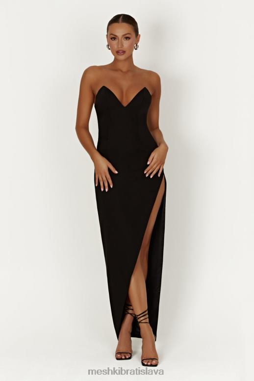 Meshki natasha špicaté korzetové maxi šaty oblečenie čierna 4N0F6269