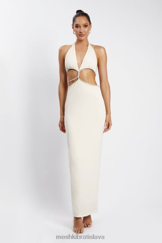 Meshki nicha diamante cut out maxi šaty oblečenie kosť 4N0F6482