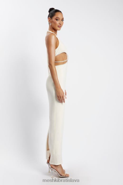 Meshki nicha diamante cut out maxi šaty oblečenie kosť 4N0F6482