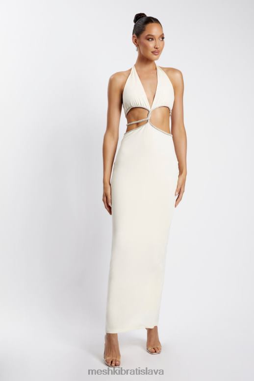 Meshki nicha diamante cut out maxi šaty oblečenie kosť 4N0F6482