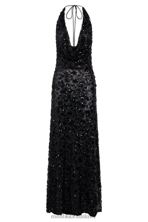 Meshki nicola flitrové maxi šaty s hlbokým výstrihom oblečenie čierna 4N0F6395