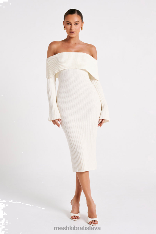 Meshki pletené šaty stefania bez ramienok oblečenie biely 4N0F679