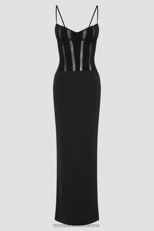 Meshki priya panelované maxi šaty oblečenie čierna 4N0F6145