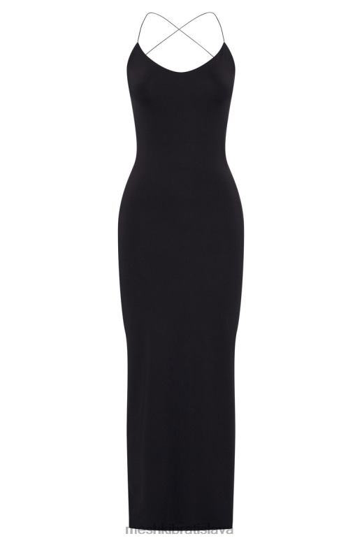 Meshki sabinové maxi šaty bez chrbta oblečenie čierna 4N0F6245