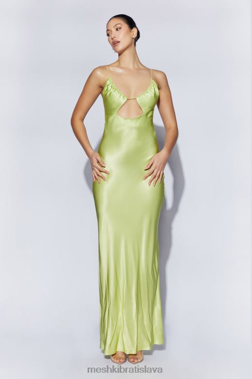 Meshki sadie maxi saténová ohlávka s ruched slip dress oblečenie pistáciová zelená 4N0F6544
