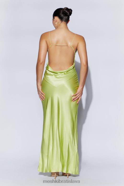 Meshki sadie maxi saténová ohlávka s ruched slip dress oblečenie pistáciová zelená 4N0F6544