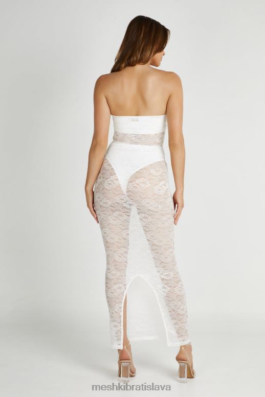 Meshki sasha maxi šaty bez ramienok oblečenie biely 4N0F6295