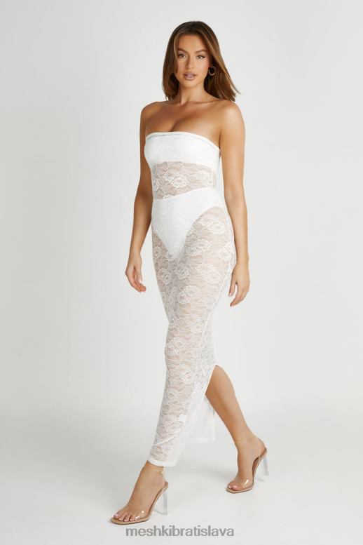Meshki sasha maxi šaty bez ramienok oblečenie biely 4N0F6295