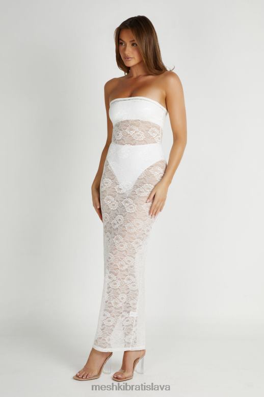 Meshki sasha maxi šaty bez ramienok oblečenie biely 4N0F6295