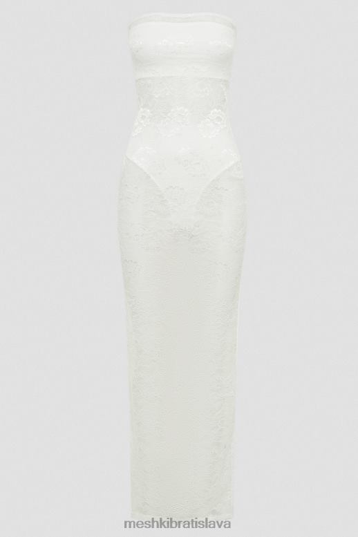 Meshki sasha maxi šaty bez ramienok oblečenie biely 4N0F6295