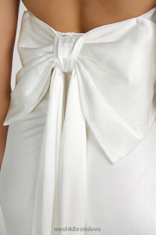 Meshki saténové maxi šaty s mašličkou rochelle oblečenie biely 4N0F6195