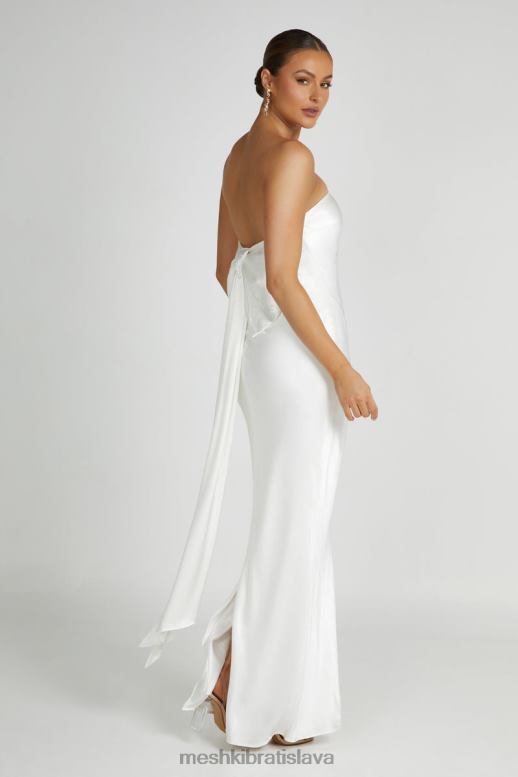 Meshki saténové maxi šaty s mašličkou rochelle oblečenie biely 4N0F6195