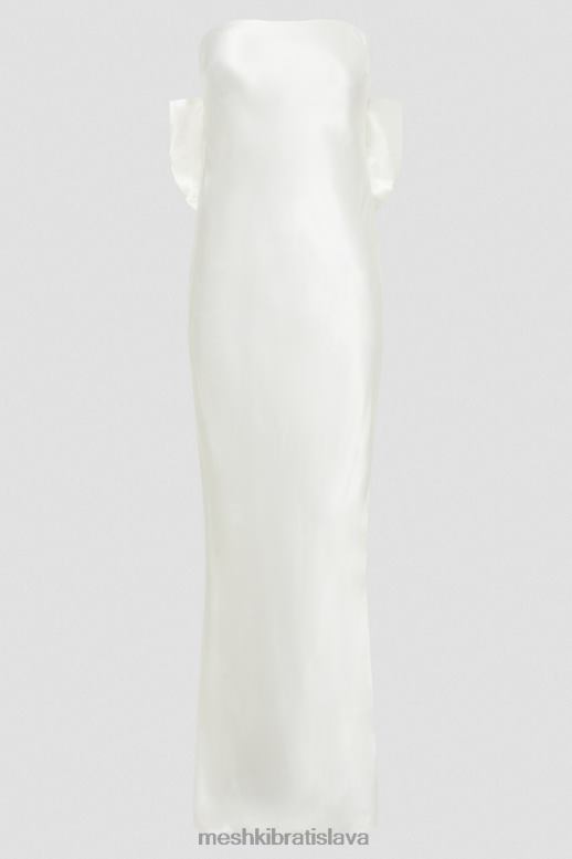 Meshki saténové maxi šaty s mašličkou rochelle oblečenie biely 4N0F6195