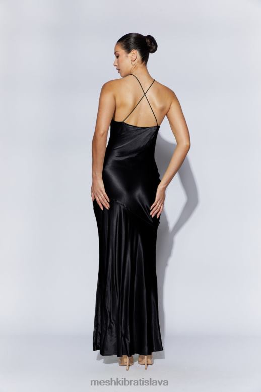 Meshki saténové maxi ohlávkové šaty avery oblečenie čierna 4N0F6444