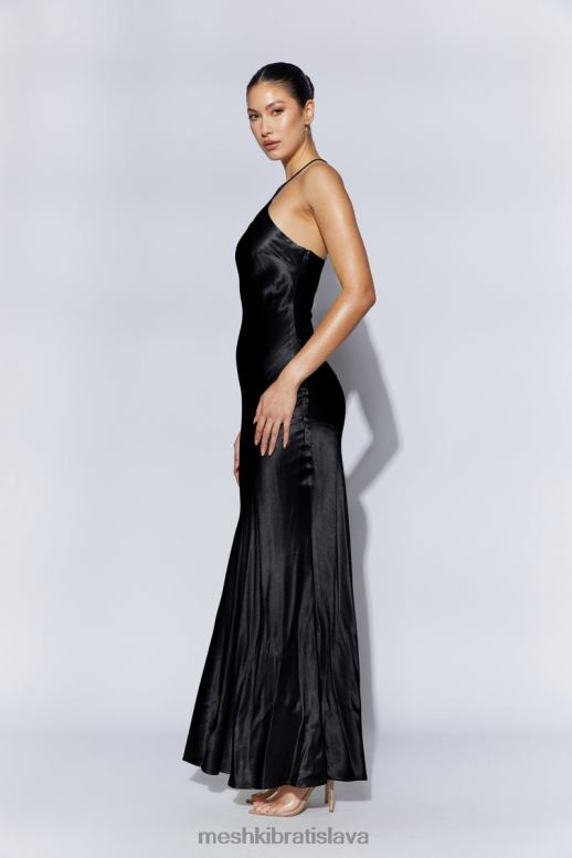 Meshki saténové maxi ohlávkové šaty avery oblečenie čierna 4N0F6444