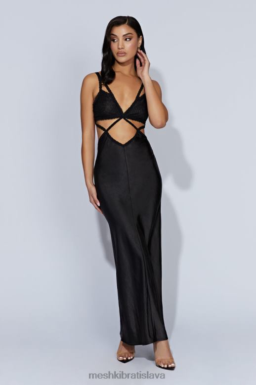 Meshki serafínové čipkované maxi šaty oblečenie čierna 4N0F6692