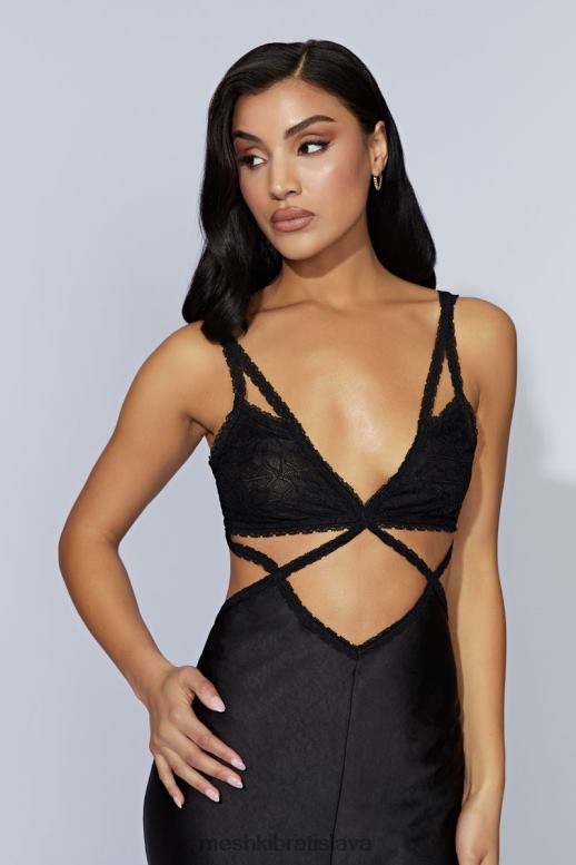 Meshki serafínové čipkované maxi šaty oblečenie čierna 4N0F6692