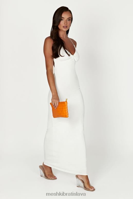 Meshki sinead twist maxi šaty oblečenie biely 4N0F6211