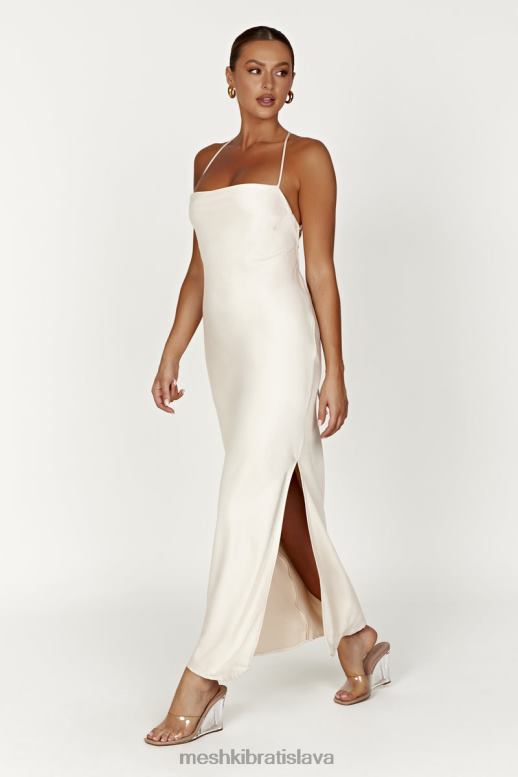 Meshki sydney maxi šaty s rovným výstrihom oblečenie krém 4N0F6177