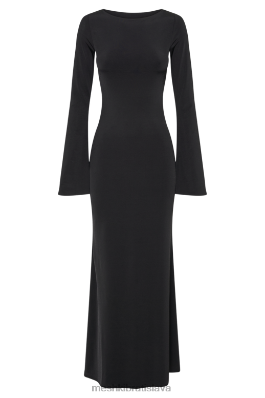 Meshki tarna slinky fishtail maxi šaty oblečenie čierna 4N0F656