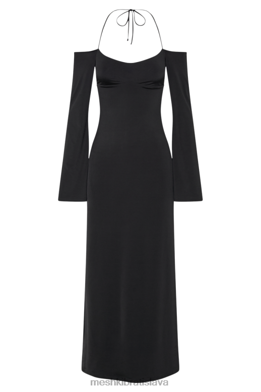 Meshki tia slinky off ramen maxi šaty oblečenie čierna 4N0F689