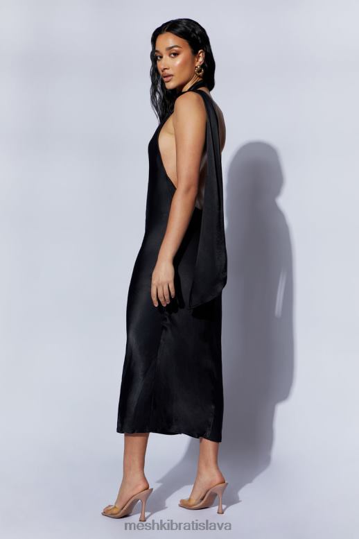 Meshki Astrella zavinovacie midi šaty áčkového strihu oblečenie čierna 4N0F6449