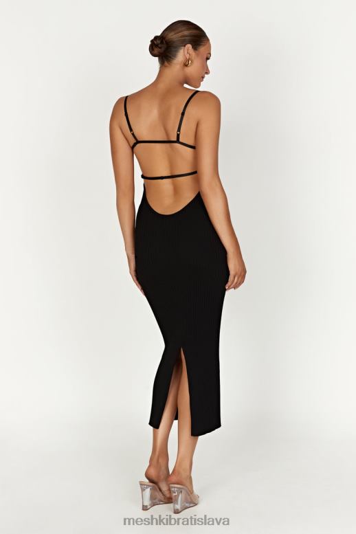 Meshki Avalonové úpletové midi šaty s chrbtom oblečenie čierna 4N0F6417