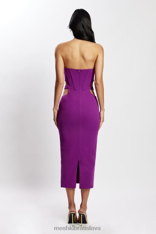 Meshki Catherine vystrihnuté midi šaty oblečenie fialový 4N0F6626