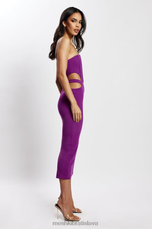 Meshki Catherine vystrihnuté midi šaty oblečenie fialový 4N0F6626