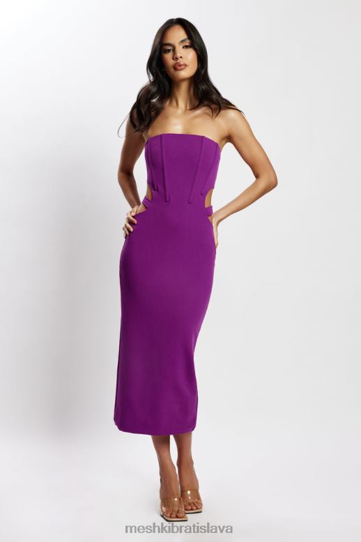 Meshki Catherine vystrihnuté midi šaty oblečenie fialový 4N0F6626