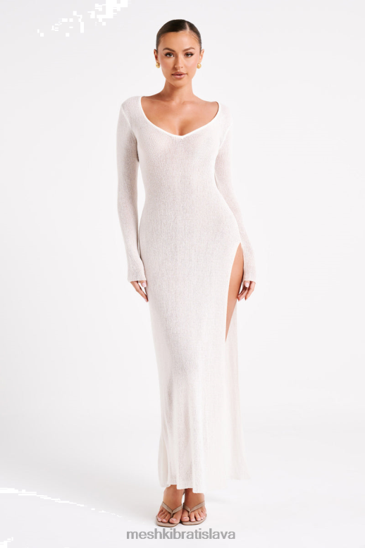 Meshki Imelda pletené zakrývacie midi šaty oblečenie biely 4N0F622
