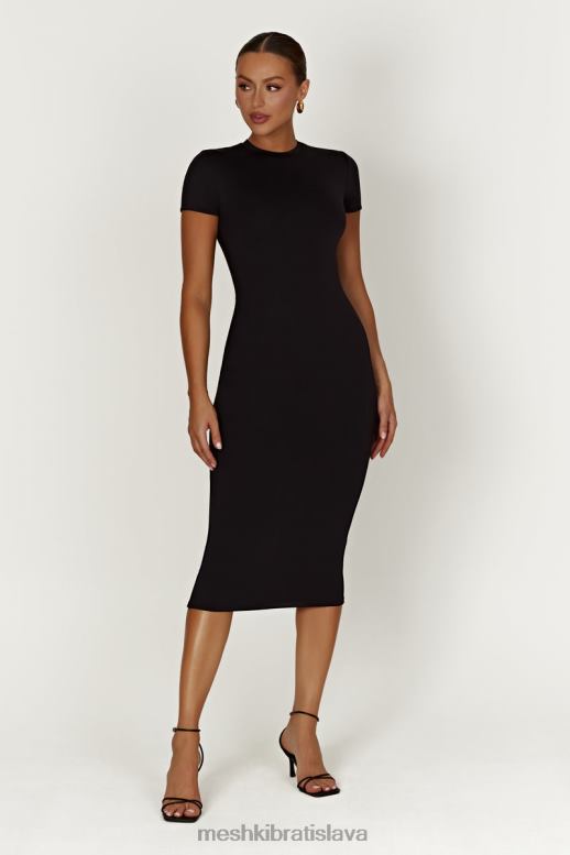 Meshki Midi šaty s krátkym rukávom z recyklovaného nylonu oblečenie čierna 4N0F6349